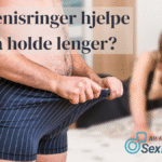 Mann trekker i underbuksa med bekymret uttrykk, kvinne i bakgrunnen – illustrasjon på tidlig utløsning