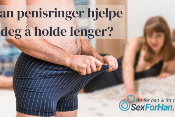 Mann trekker i underbuksa med bekymret uttrykk, kvinne i bakgrunnen – illustrasjon på tidlig utløsning